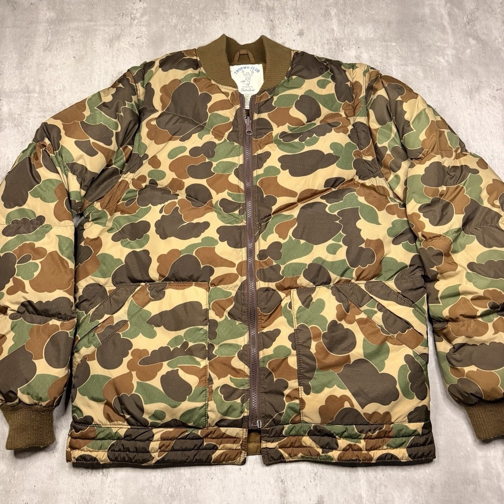 Vintage Trophy Club Jacket Mens M Camouflage Nylon Puffer Hunting 80s 90s Vest